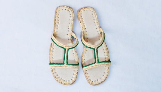 Moroccan Raffia White Sandals For Women