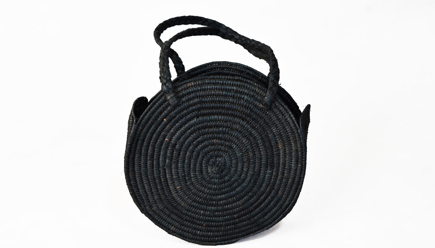Luxurious Handmade Moroccan Raffia Black Bag For Women
