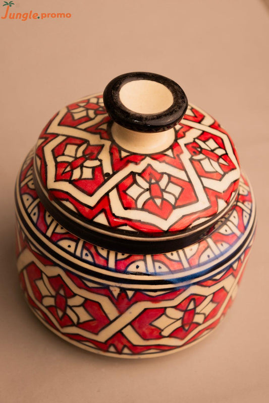 Large Moroccan Handmade Traditional Ceramic Candy Box – Sugar Box - Jungle Promo