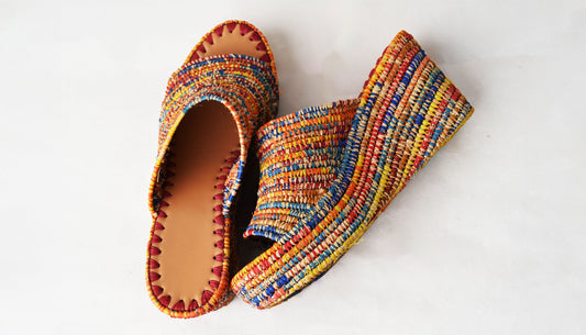 Moroccan Raffia Biege Sandals For Women